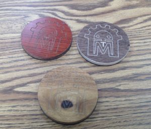 3 wooden coasters